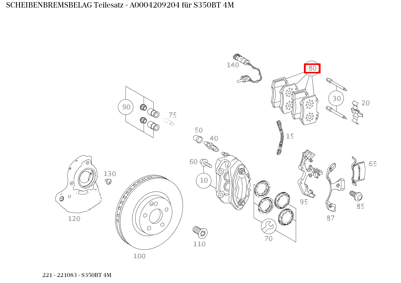 Scheibenbremsbelag Teilesatz S350BT 4M 221 Scheibenbremsbelag Teilesatz S350BT 4M 221