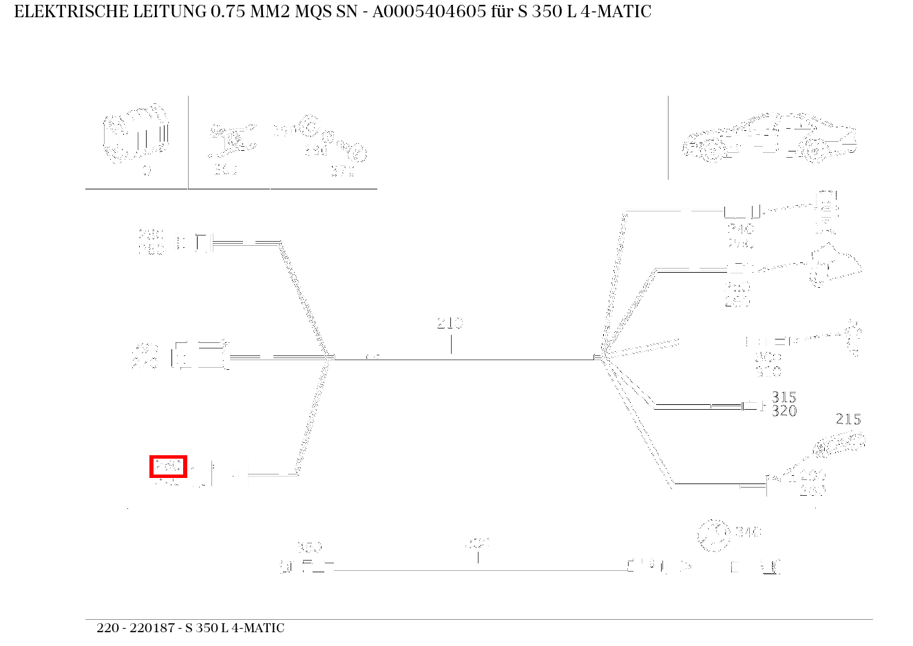 Elektrische Leitung 0.75 MM2 MQS SN S 350 L 4-MATIC 220