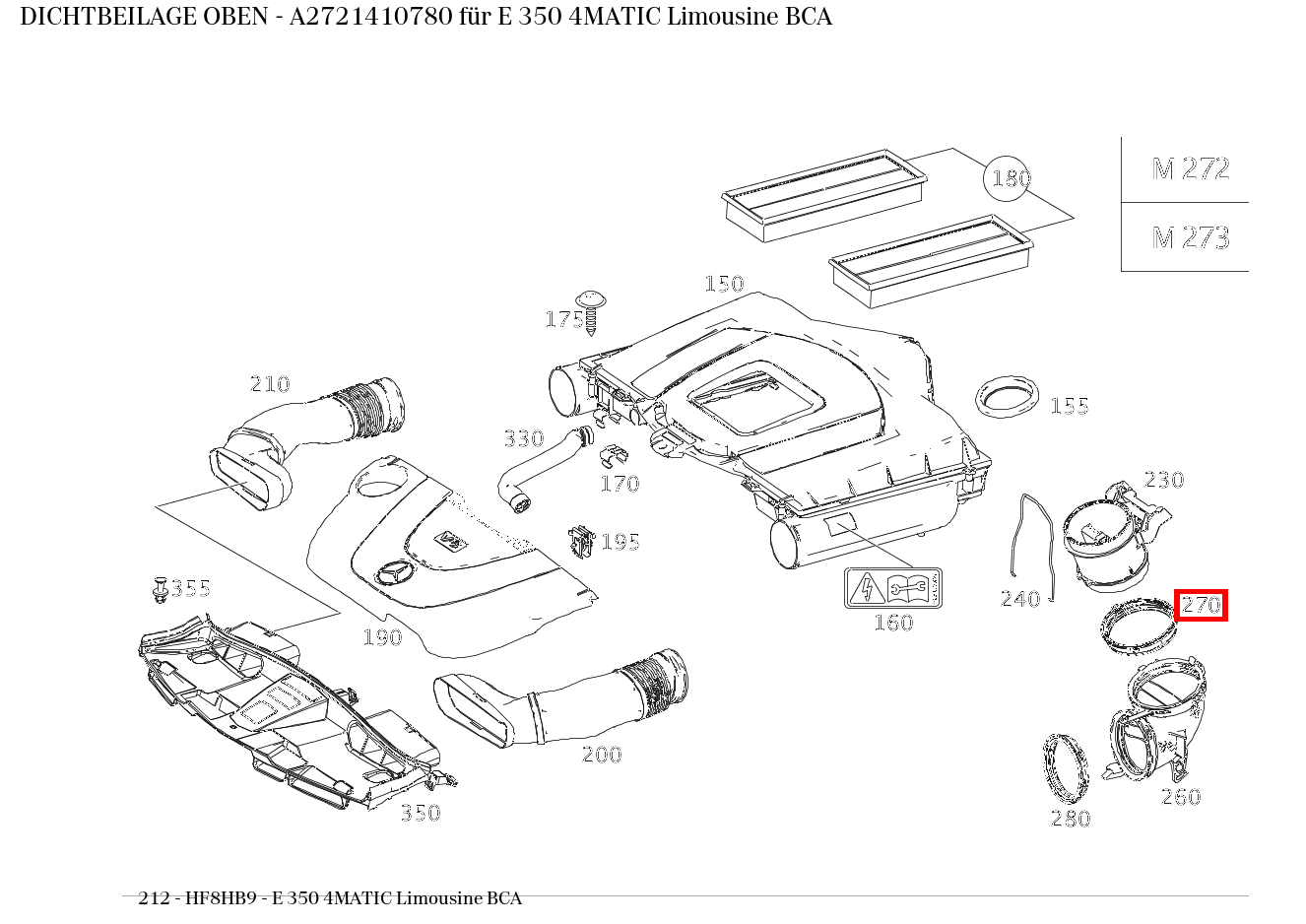 Dichtbeilage OBEN E 350 4MATIC Limousine BCA 212