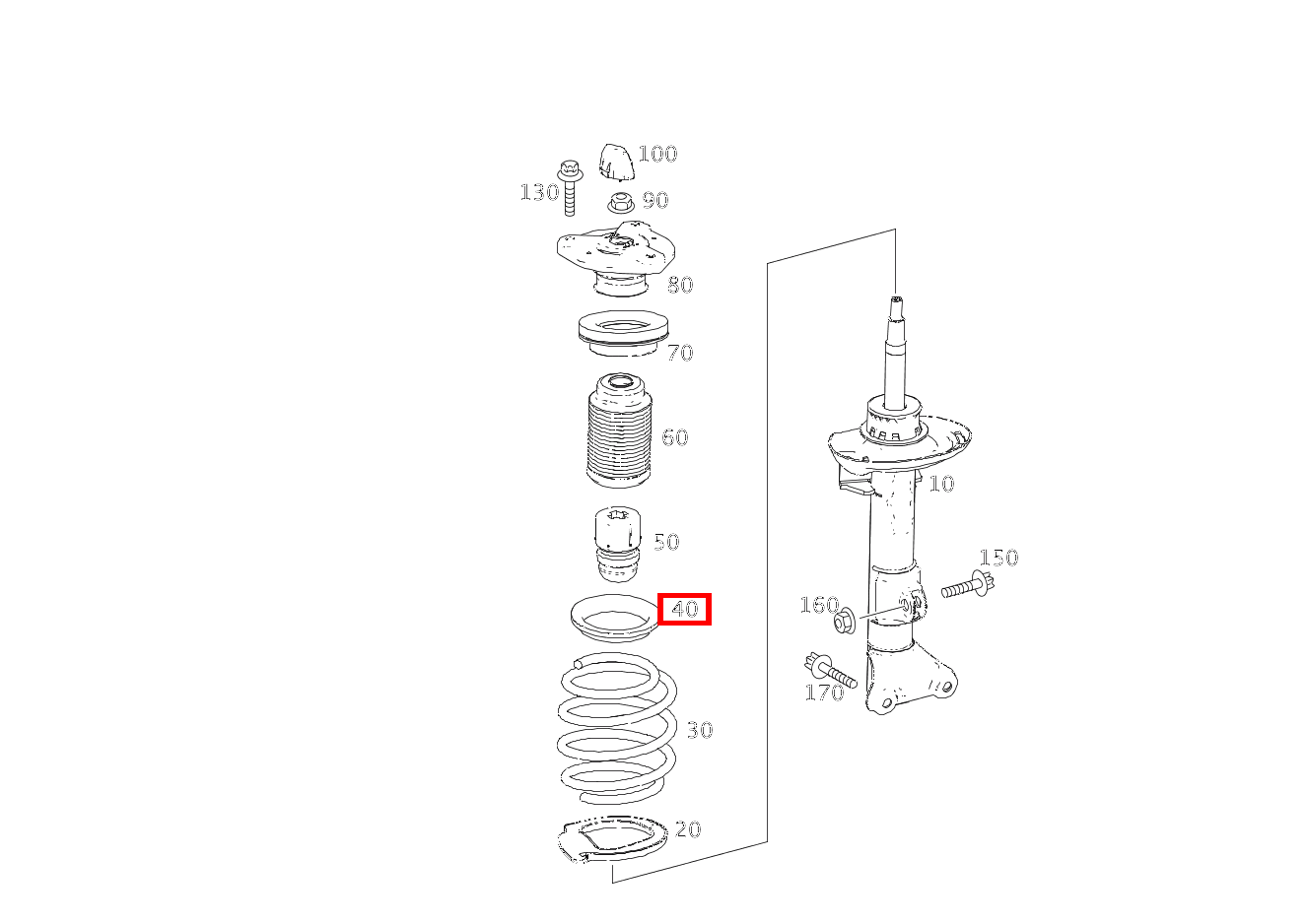 Schraubenfederbeilage Oben links und rechts E400 CA 207