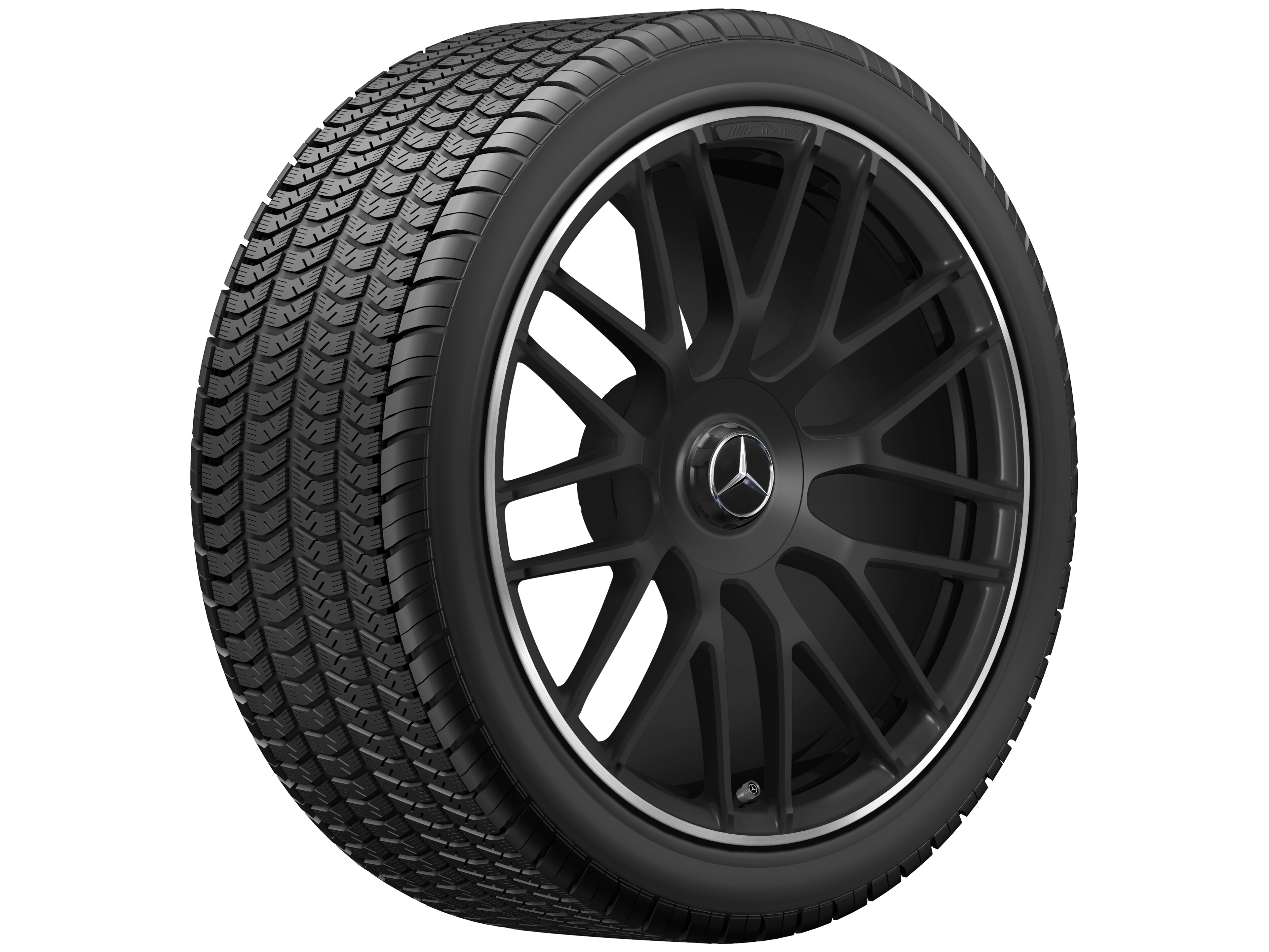 Mercedes-Benz - AMG Schmiederad im Kreuzspeichen-Design, 19 Zoll, 8,5 J x 19 ET 38, schwarz matt, Felgenhorn glanzgedreht