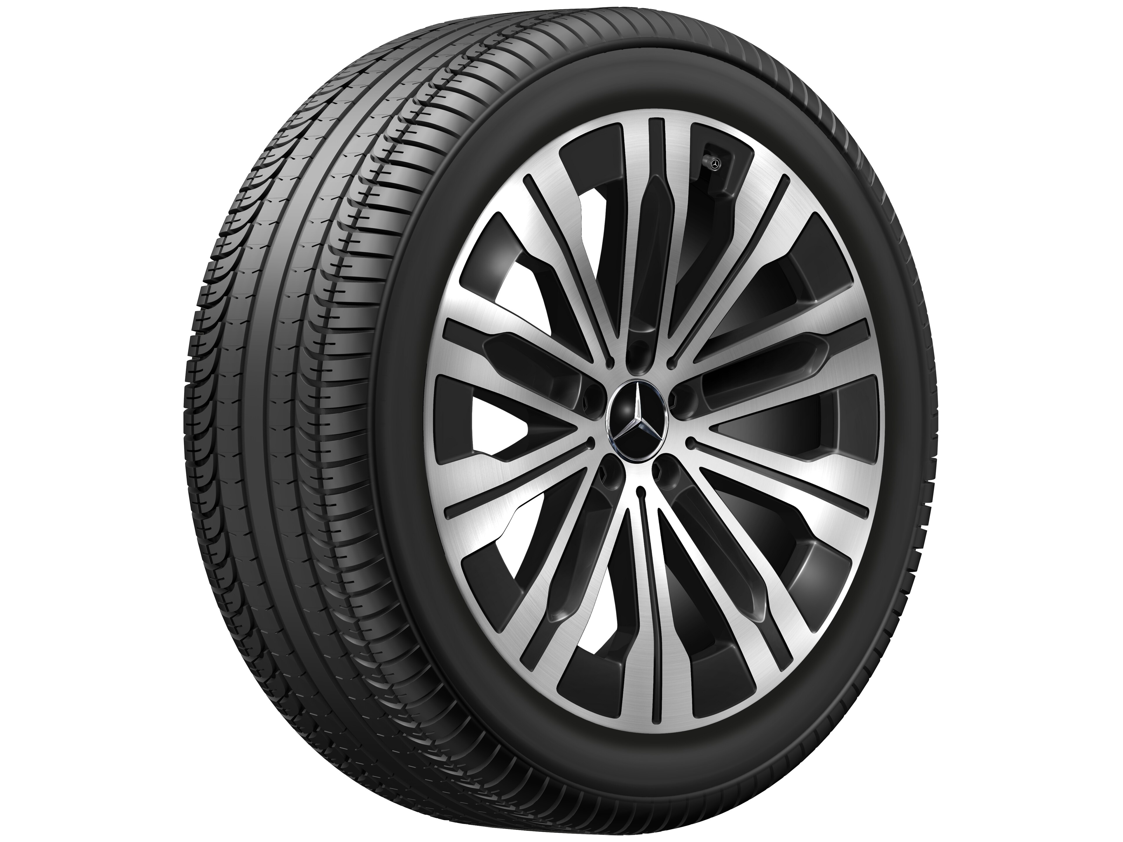 10-Speichen-Rad, Aero, 20 Zoll 8,5 J x 20 ET 38,5, schwarz, glanzgedreht