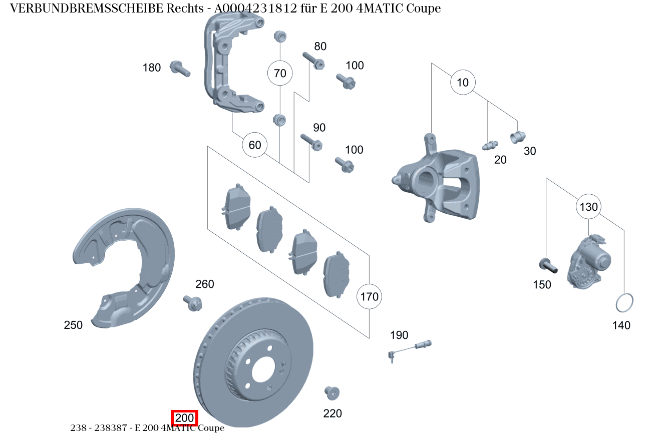 Verbundbremsscheibe Rechts E 200 4MATIC Coupe 238