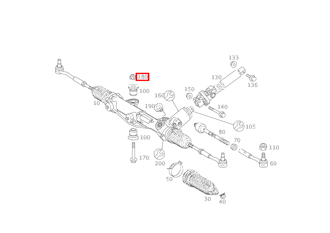 Mutter LENKUNG AN INTEGRALTRAEGER; M12X1.5 SLK 55 AMG Roadster 171