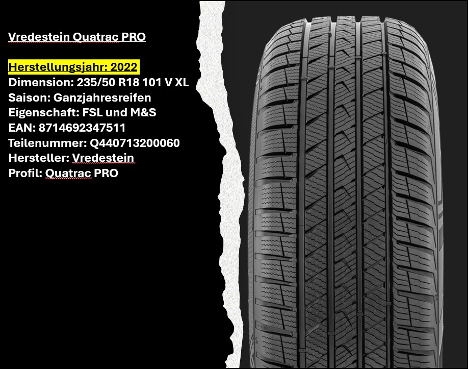 235/50R18 101V Vredestein Quatrac Pro 235/50R18 101V Vredestein Quatrac Pro