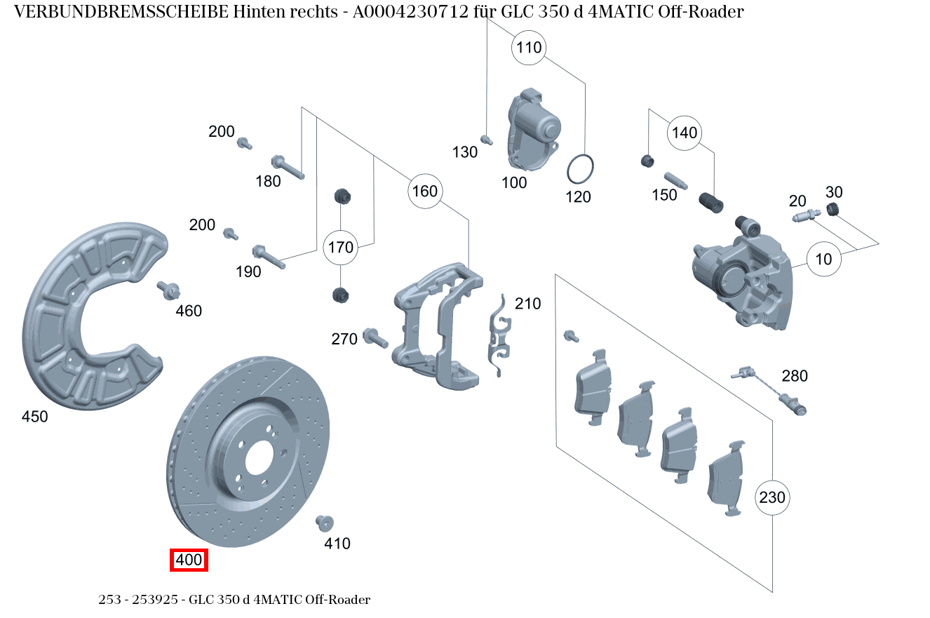 Verbundbremsscheibe Hinten rechts GLC 350 d 4MATIC Off-Roader 253