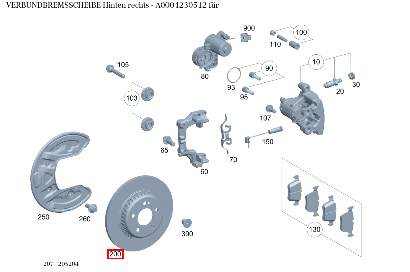Verbundbremsscheibe Hinten rechts 207