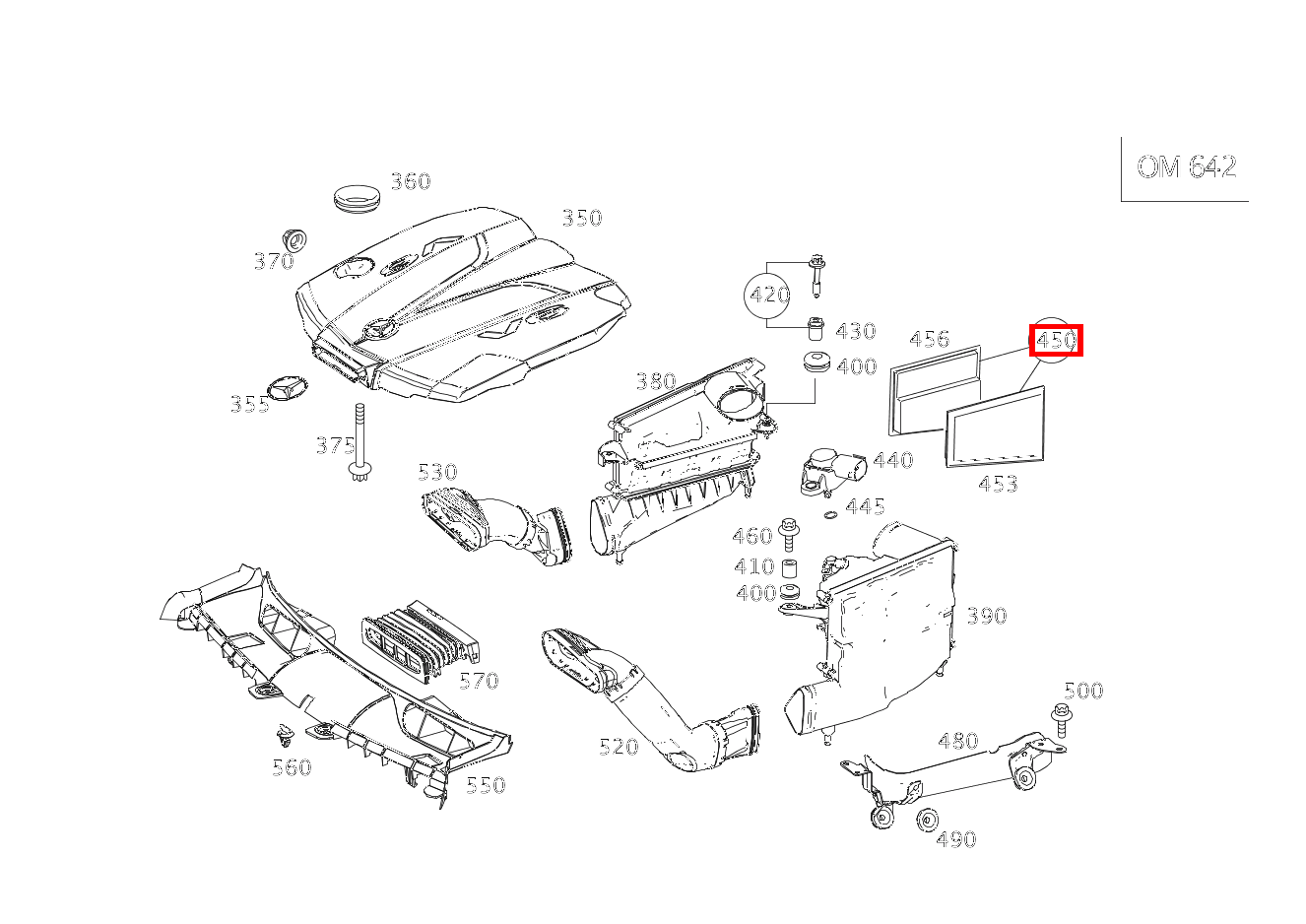Teilesatz Filtereinsatz Teilesatz links und rechts GLK350CDI 4M 204