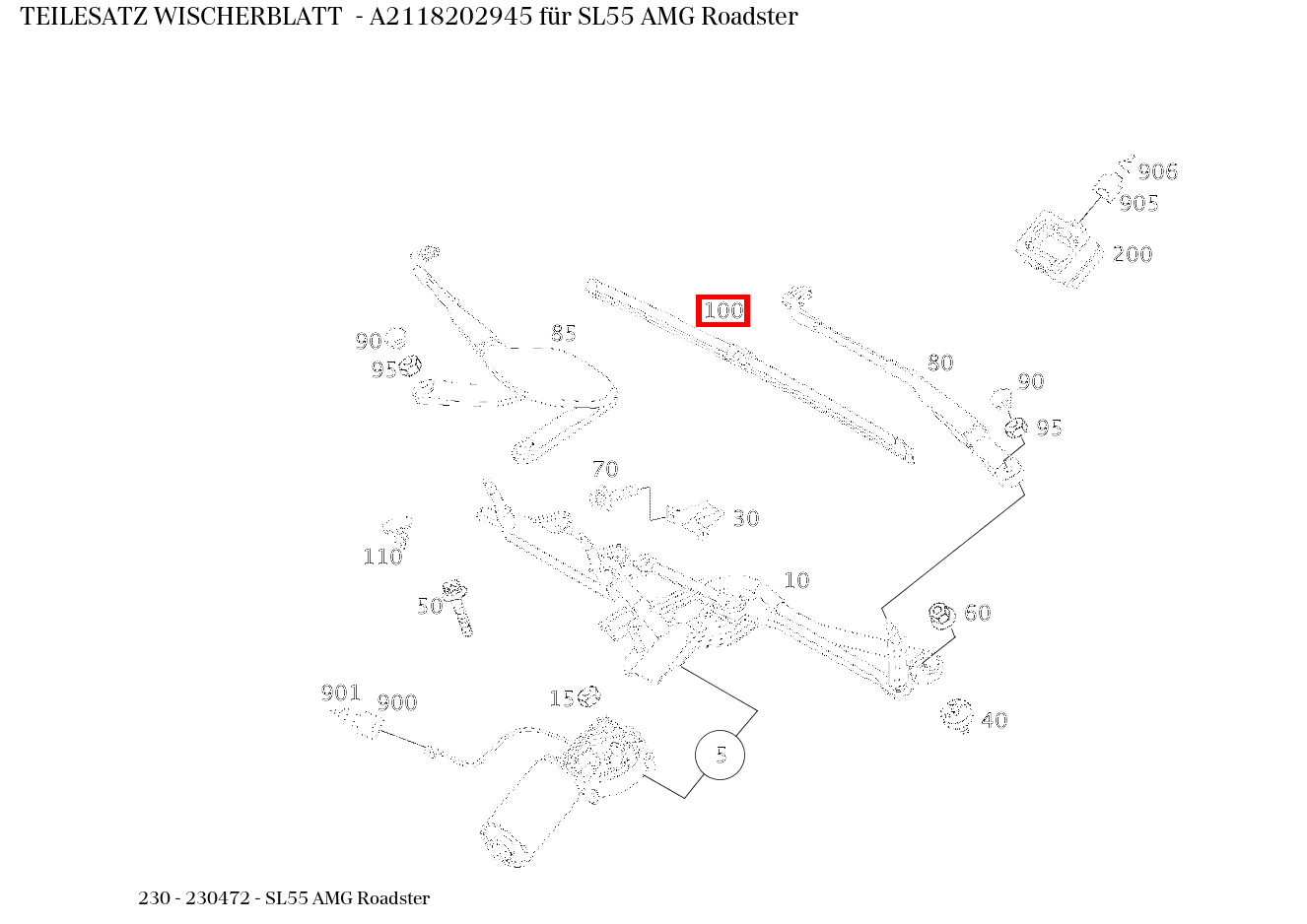 Teilesatz Wischerblatt SL55 AMG Roadster 230 Teilesatz Wischerblatt SL55 AMG Roadster 230