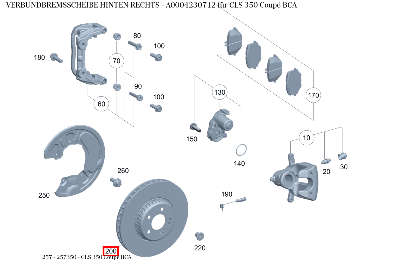 Verbundbremsscheibe HINTEN RECHTS CLS 350 Coupé BCA 257