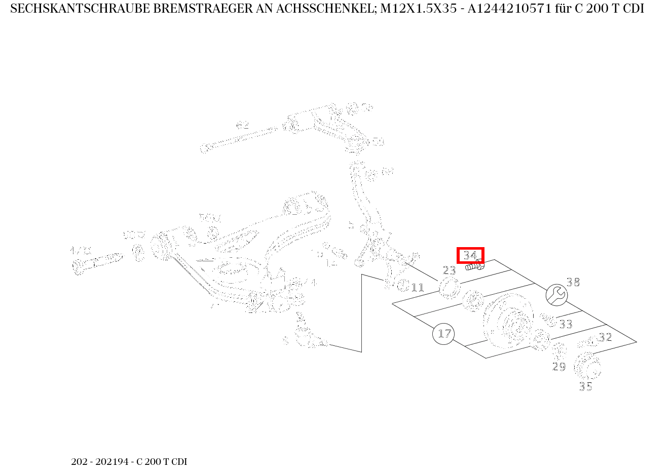 Sechskantschraube BREMSTRAEGER AN ACHSSCHENKEL; M12X1.5X35 C 200 T CDI 202 Sechskantschraube BREMSTRAEGER AN ACHSSCHENKEL; M12X1.5X35 C 200 T CDI 202