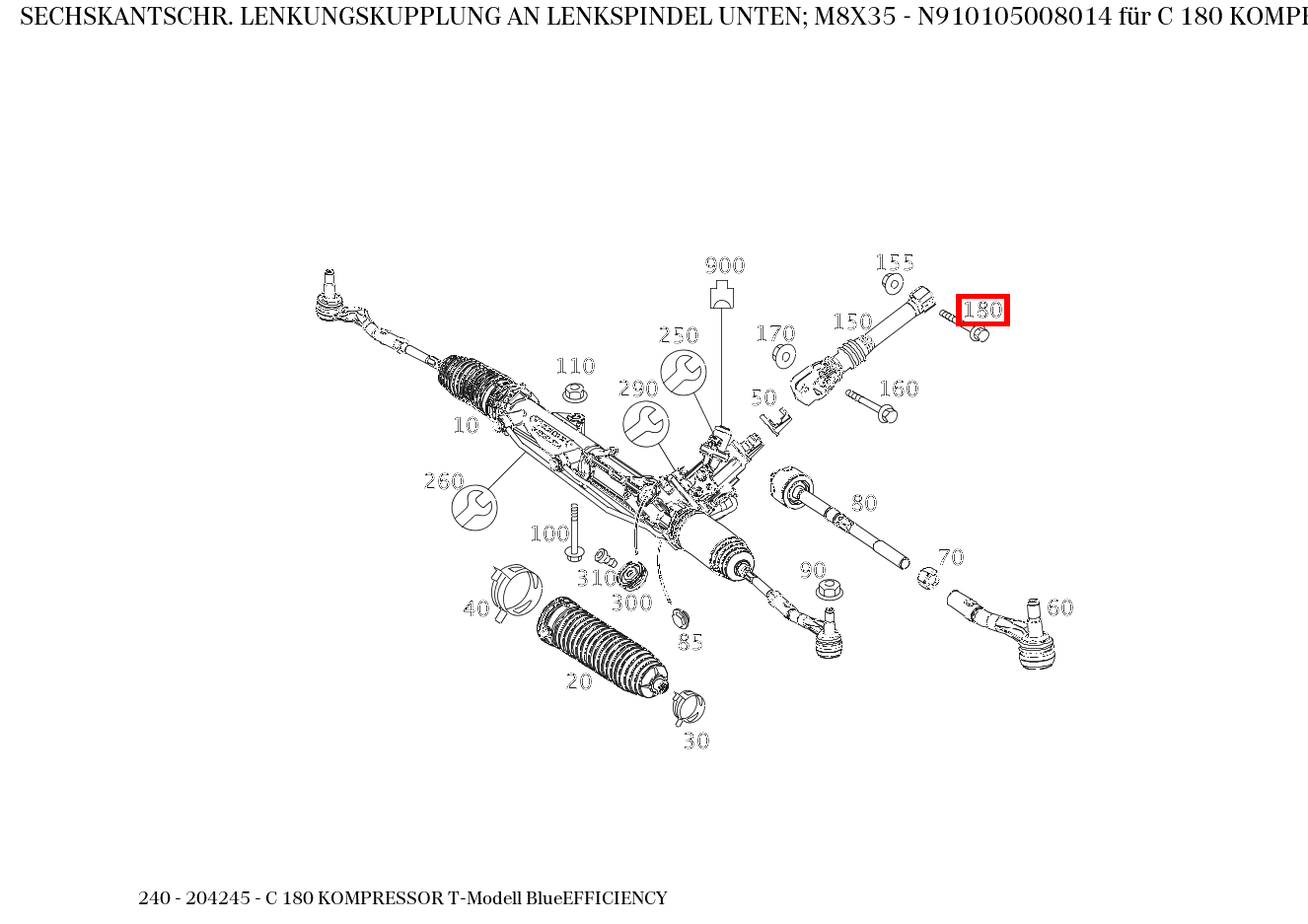 Sechskantschraube LENKUNGSKUPPLUNG AN LENKSPINDEL UNTEN; M8X35 C 180 KOMPRESSOR T-Modell BlueEFFICIENCY 240