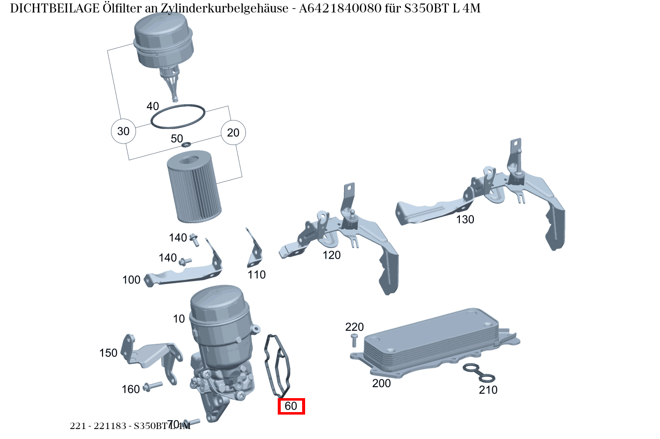 Dichtbeilage Ölfilter an Zylinderkurbelgehäuse S350BT L 4M 221