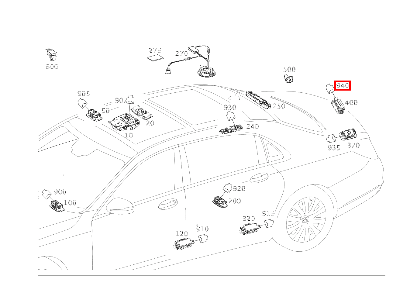 Stecker UMFELDLEUCHTE HECKDECKEL E40/3; 2-PIN MQS Mercedes-Maybach S 560 4MATIC 222