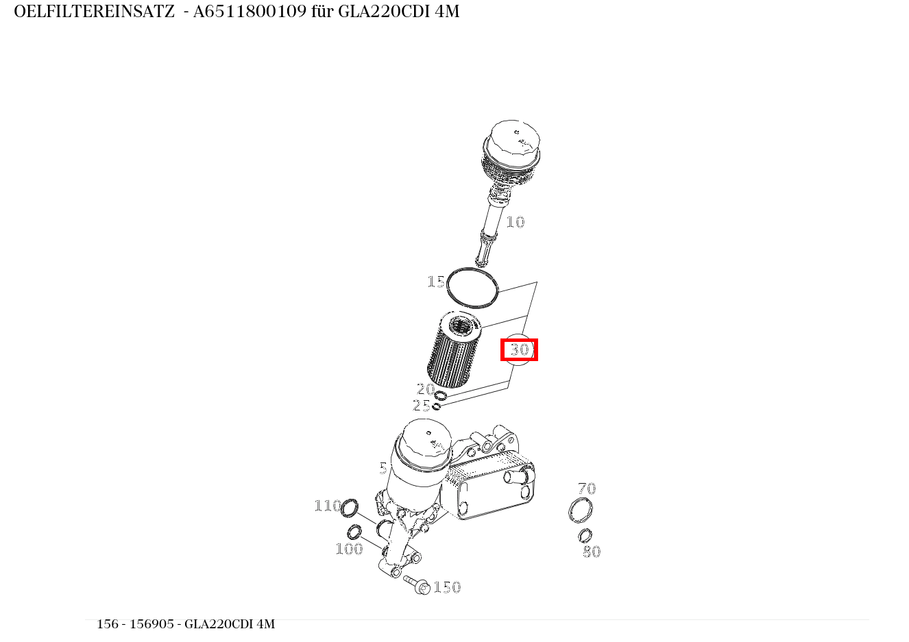 Ölfiltereinsatz GLA220CDI 4M 156 Ölfiltereinsatz GLA220CDI 4M 156