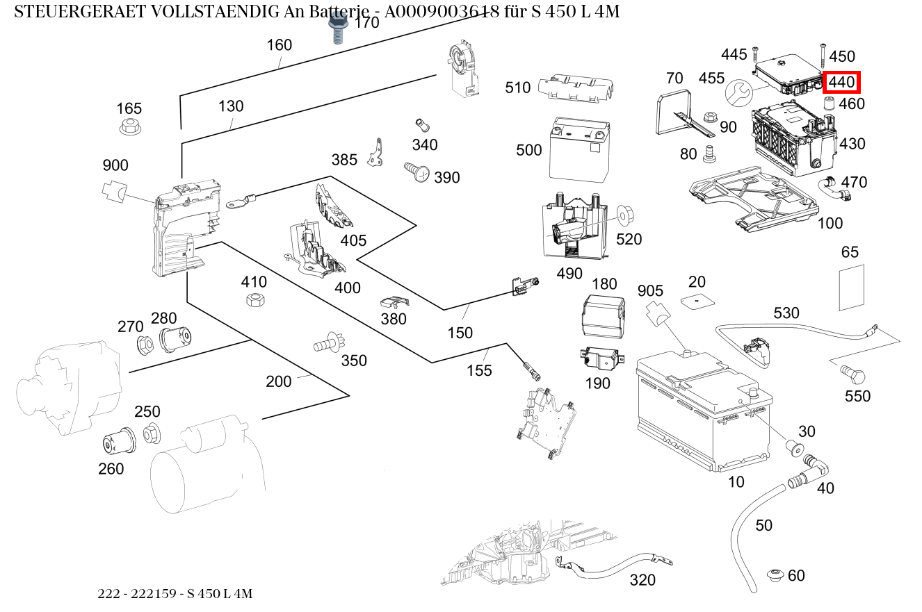 Steuergerät vollständig An Batterie S 450 L 4M 222