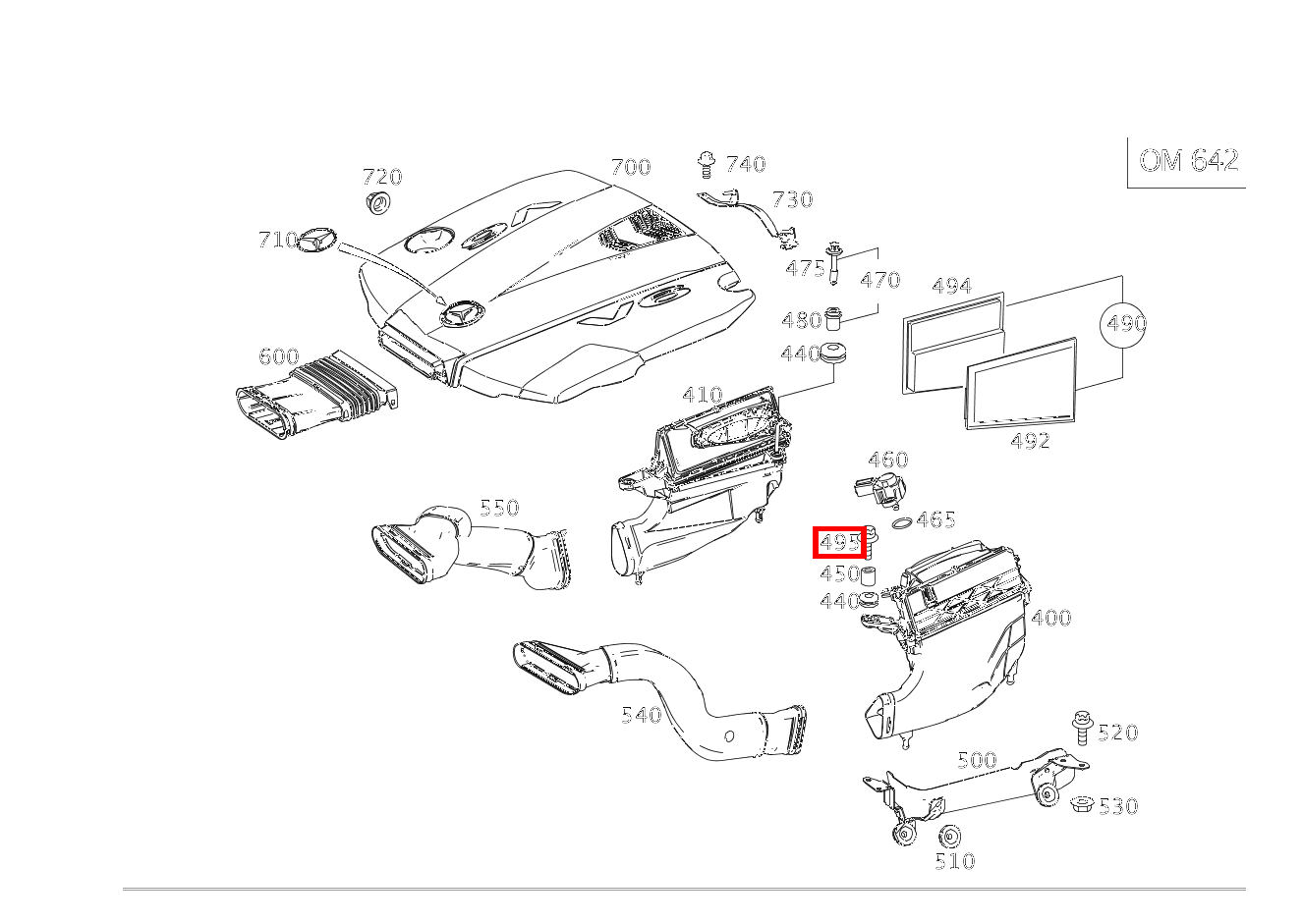 Sechsrundschraube LUFTFILTER AN ZYLINDERKOPFHAUBE RECHTS; M6X25 EQC 400 4MATIC 293