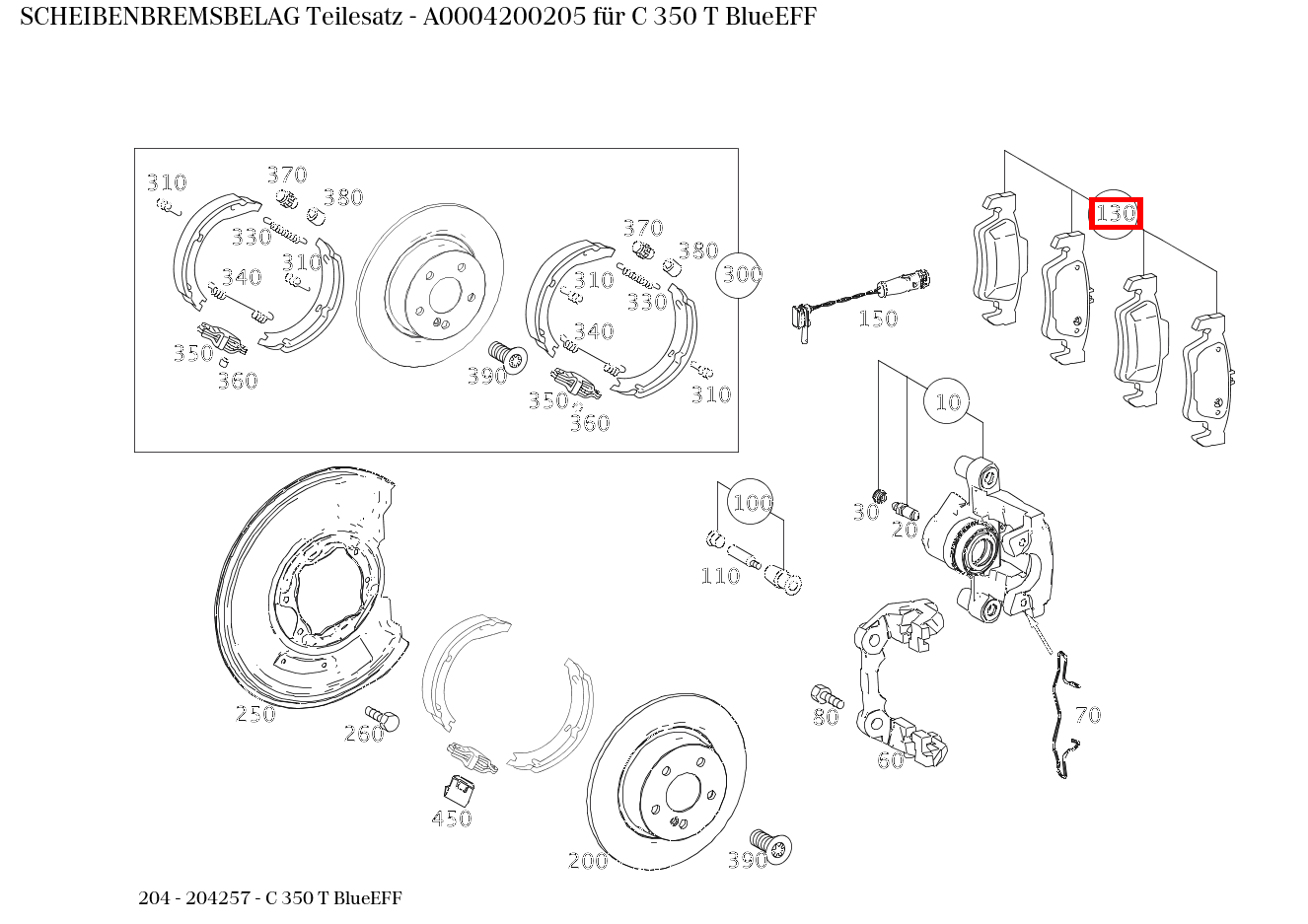 Scheibenbremsbelag Teilesatz C 350 T BlueEFF 204