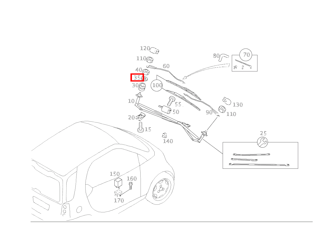 SCHEIBE DIN M 2 WISCHERGESTAENGE AN TRENNWAND GLC 300 de 4MATIC 254