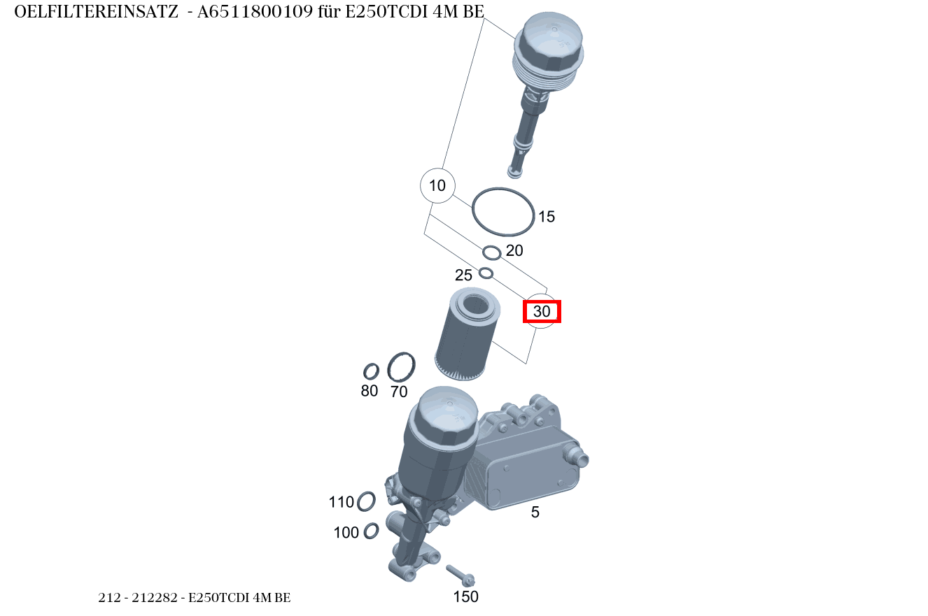 Ölfiltereinsatz E250TCDI 4M BE 212 Ölfiltereinsatz E250TCDI 4M BE 212