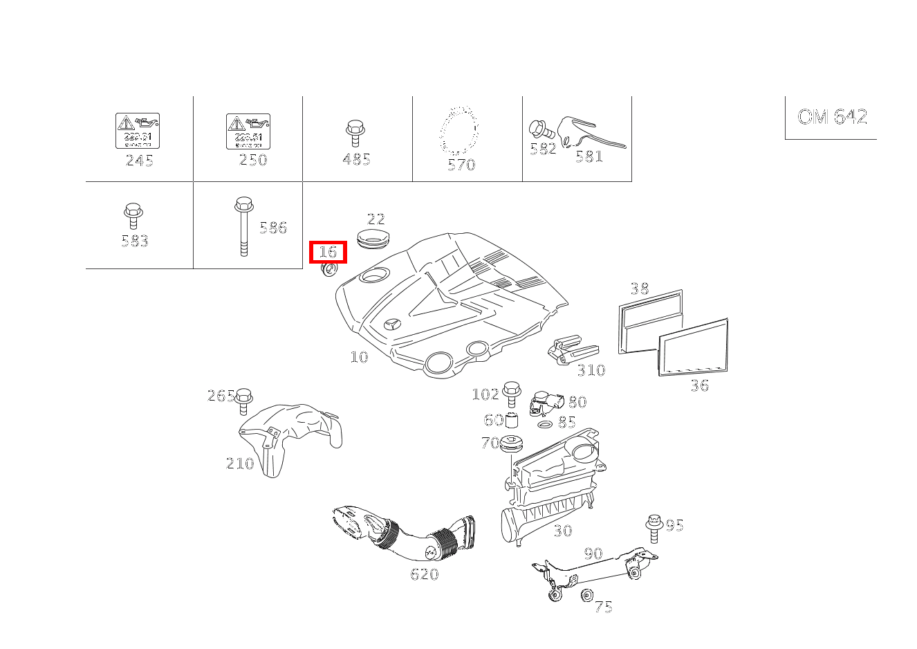 Elastomerlager ABDECKBLECH C 320 T CDI 203