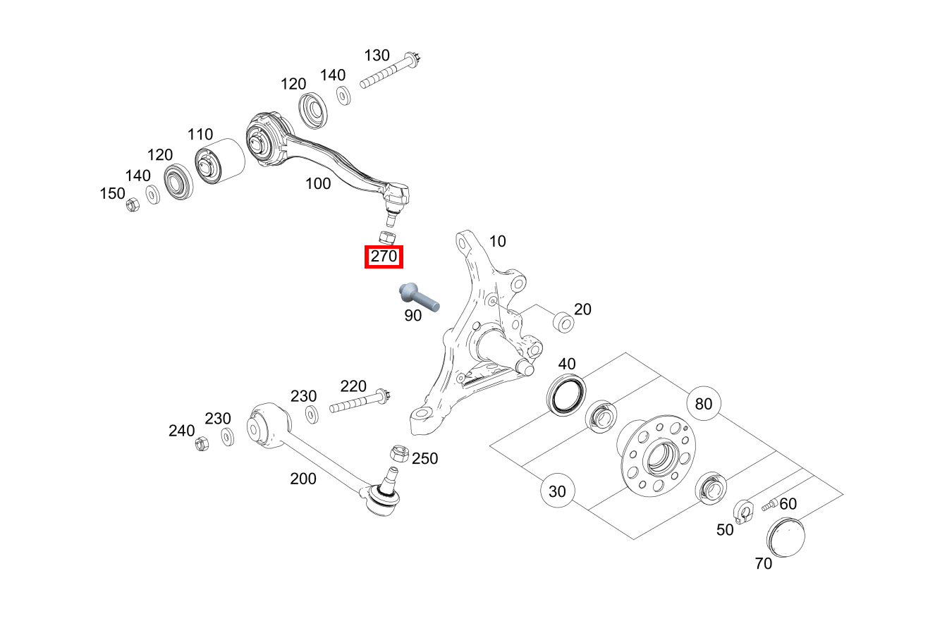 Sechskantmutter Zugstrebe an Achsschenkel; M14X1,5 SLK350 BE 172 Sechskantmutter Zugstrebe an Achsschenkel; M14X1,5 SLK350 BE 172