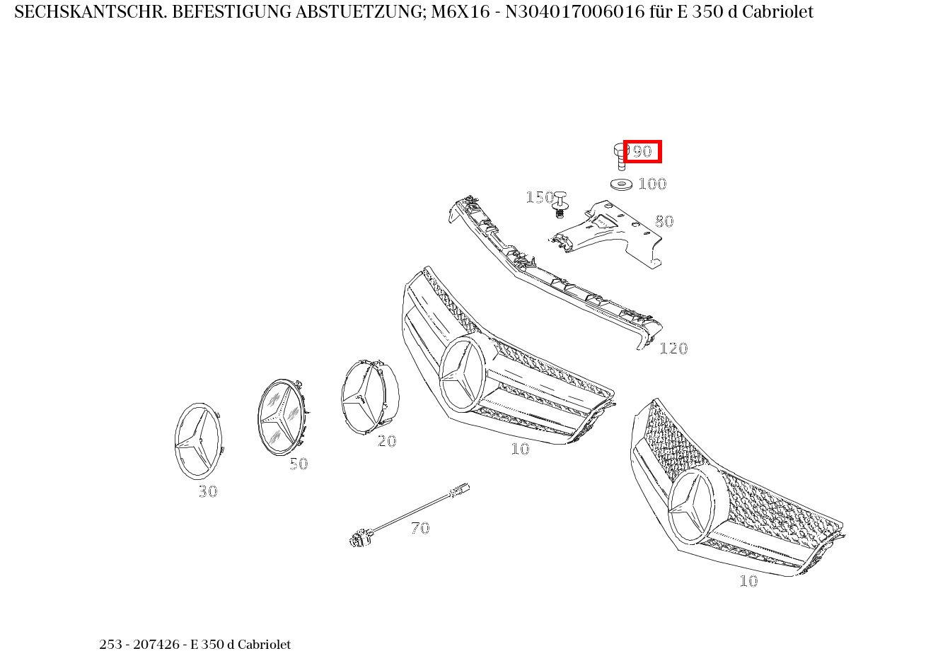 Sechskantschraube BEFESTIGUNG ABSTUETZUNG; M6X16 E 350 d Cabriolet 253