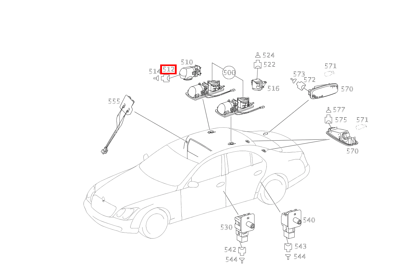 Stecker LESELEUCHTE FOND E11/1, E11/2; 2-PIN MQS Maybach 62 S (langer Radstand) 240