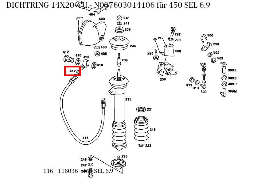 Dichtring 14X20-CU 450 SEL 6.9 116