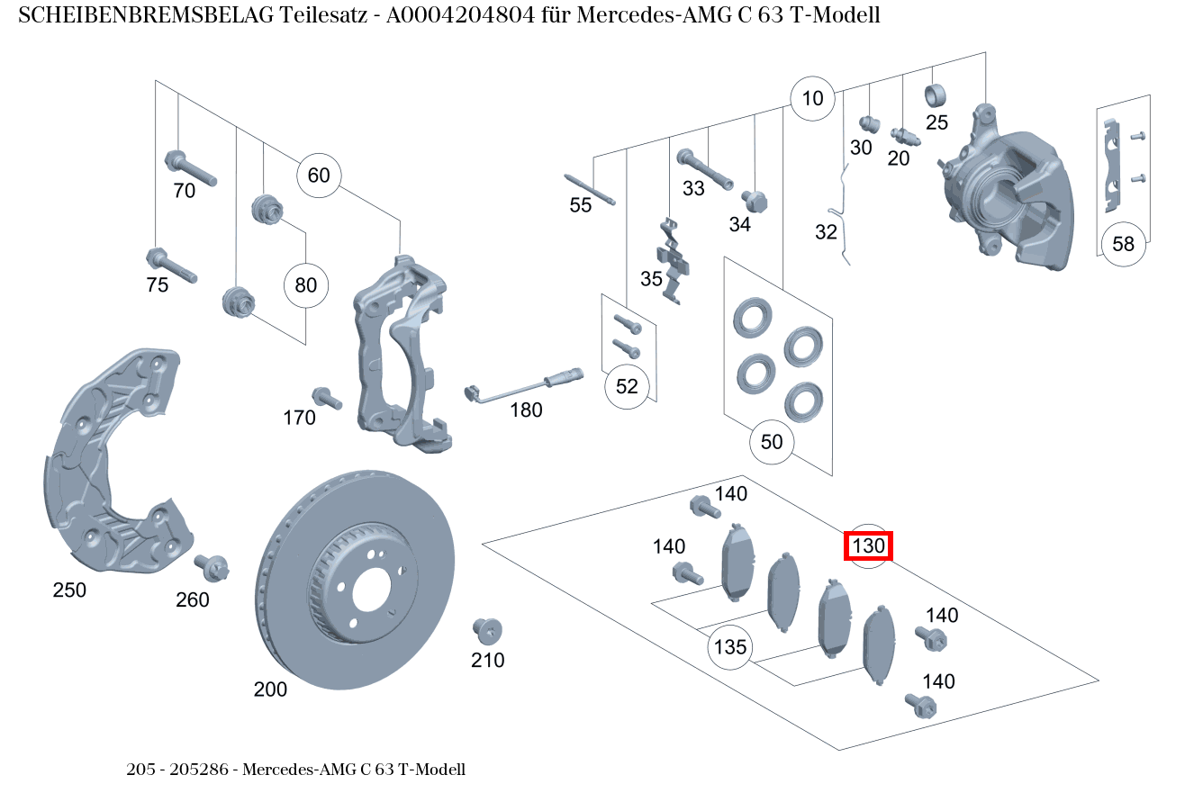 Scheibenbremsbelag Teilesatz Mercedes-AMG C 63 T-Modell 205