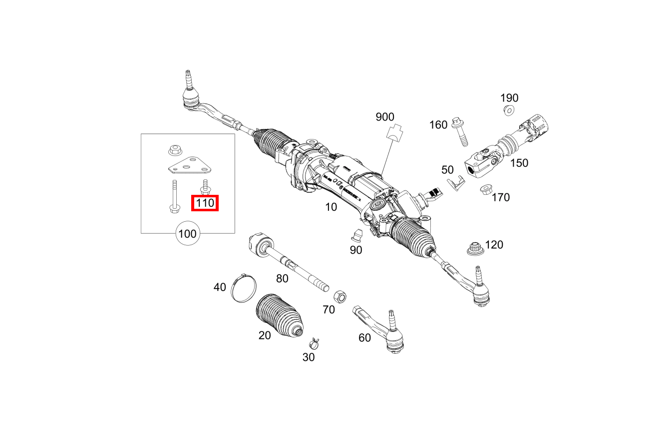 Sechskantschraube Befestigung Lenkung an Integralträger; M10X25 Mercedes-AMG GLC 63 S 4MATIC+ Coupé 253