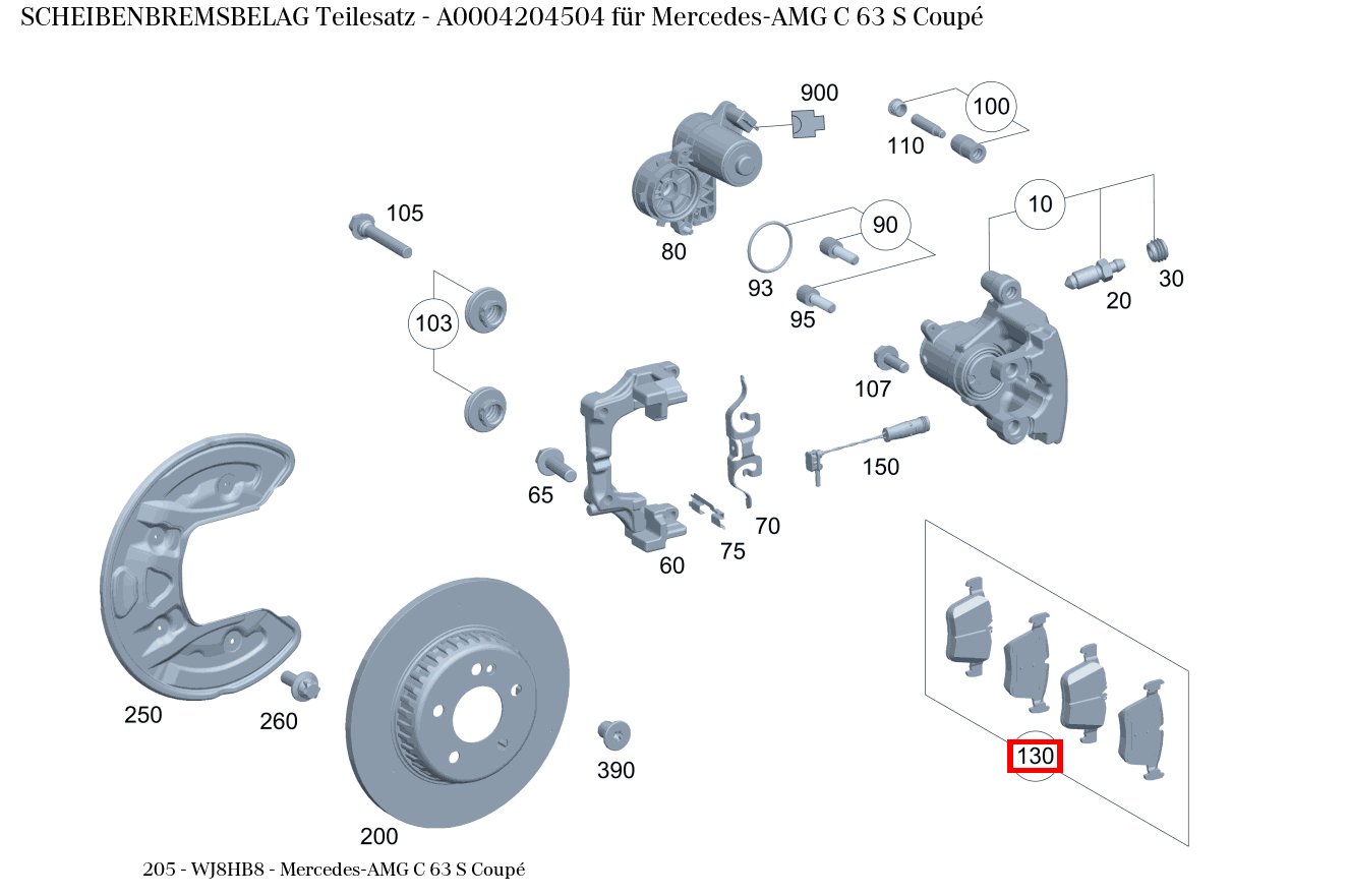 Scheibenbremsbelag Teilesatz Mercedes-AMG C 63 S Coupé 205 Scheibenbremsbelag Teilesatz Mercedes-AMG C 63 S Coupé 205