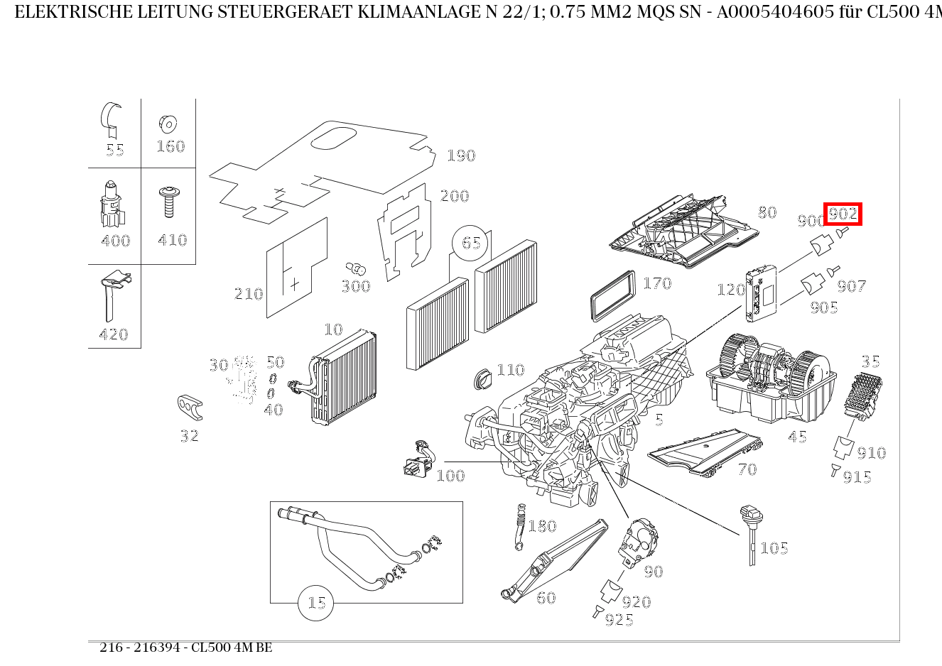 Elektrische Leitung STEUERGERAET KLIMAANLAGE N 22/1; 0.75 MM2 MQS SN CL500 4M BE 216