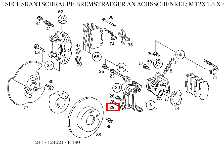 Sechskantschraube BREMSTRAEGER AN ACHSSCHENKEL; M12X1.5 X 45 B 180 247
