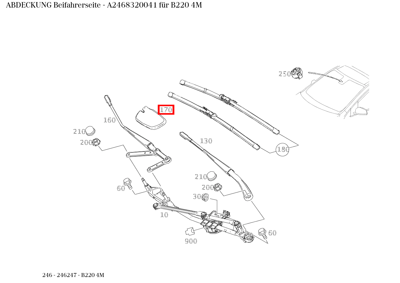 Abdeckung Beifahrerseite B220 4M 246 Abdeckung Beifahrerseite B220 4M 246