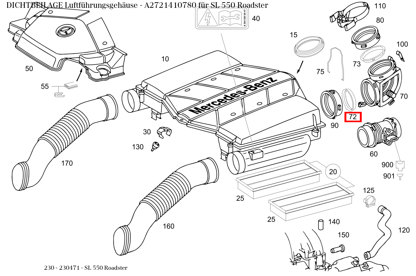 Dichtbeilage Luftführungsgehäuse SL 550 Roadster 230