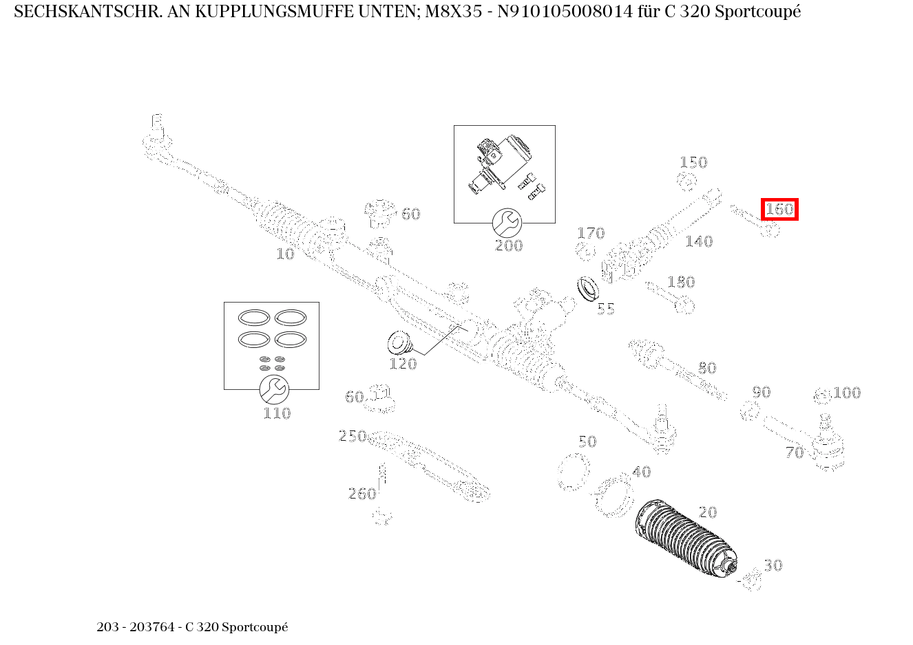 Sechskantschraube AN KUPPLUNGSMUFFE UNTEN; M8X35 C 320 Sportcoupé 203