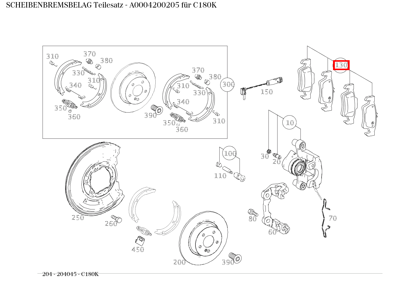 Scheibenbremsbelag Teilesatz C180K 204