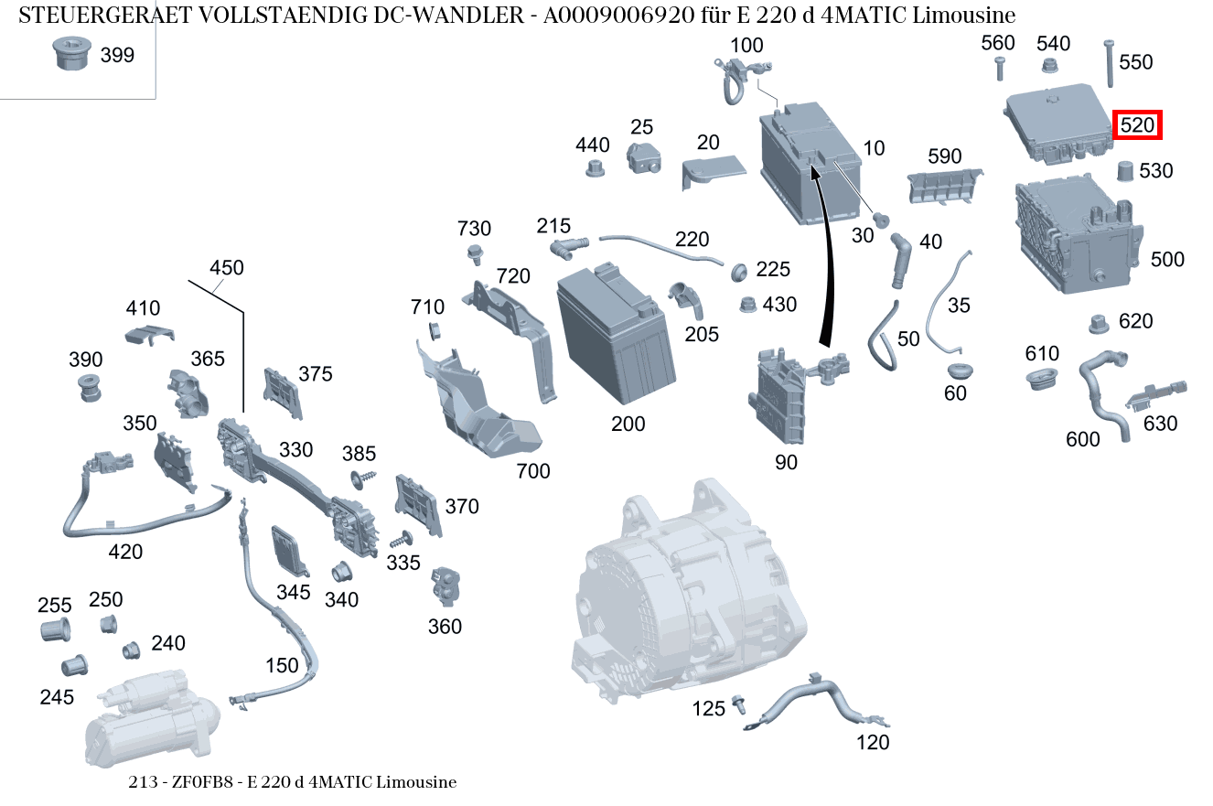 Steuergerät vollständig DC-WANDLER E 220 d 4MATIC Limousine 213