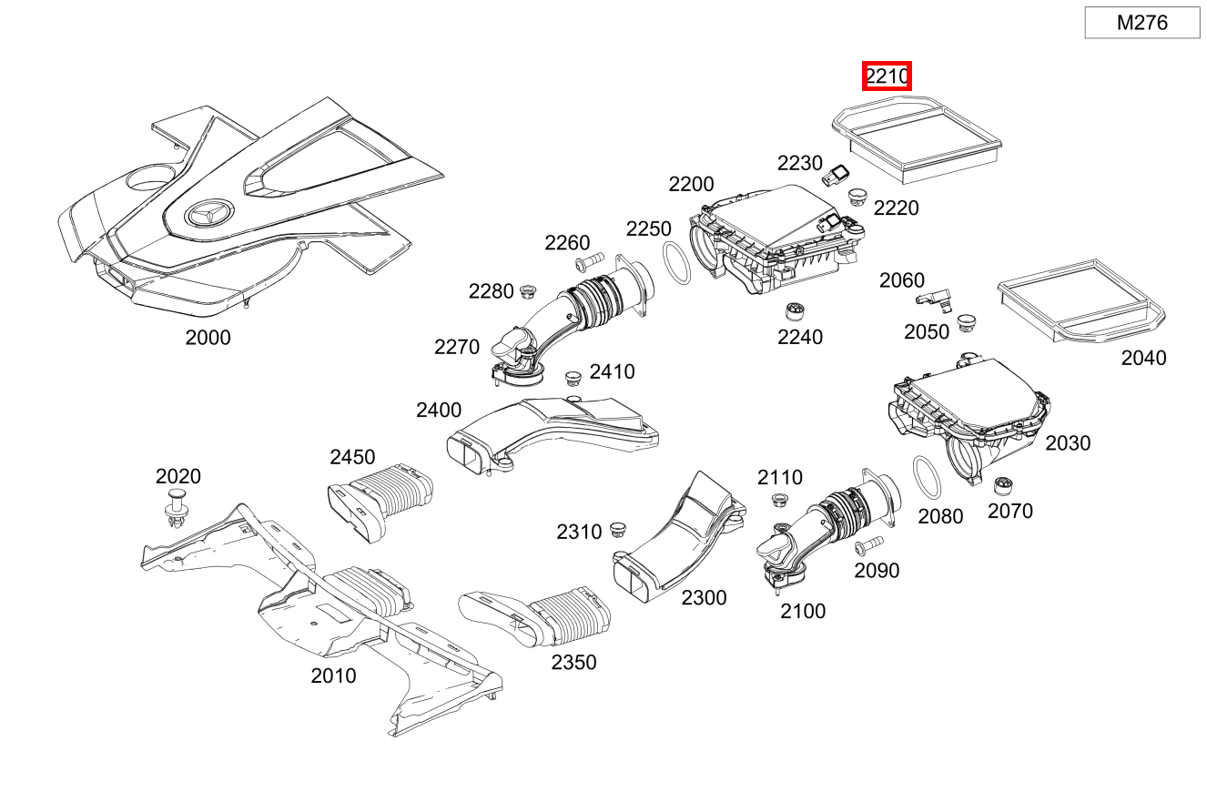 Luftfiltereinsatz Rechts Mercedes-AMG C 43 4MATIC Cabriolet 205 Luftfiltereinsatz Rechts Mercedes-AMG C 43 4MATIC Cabriolet 205