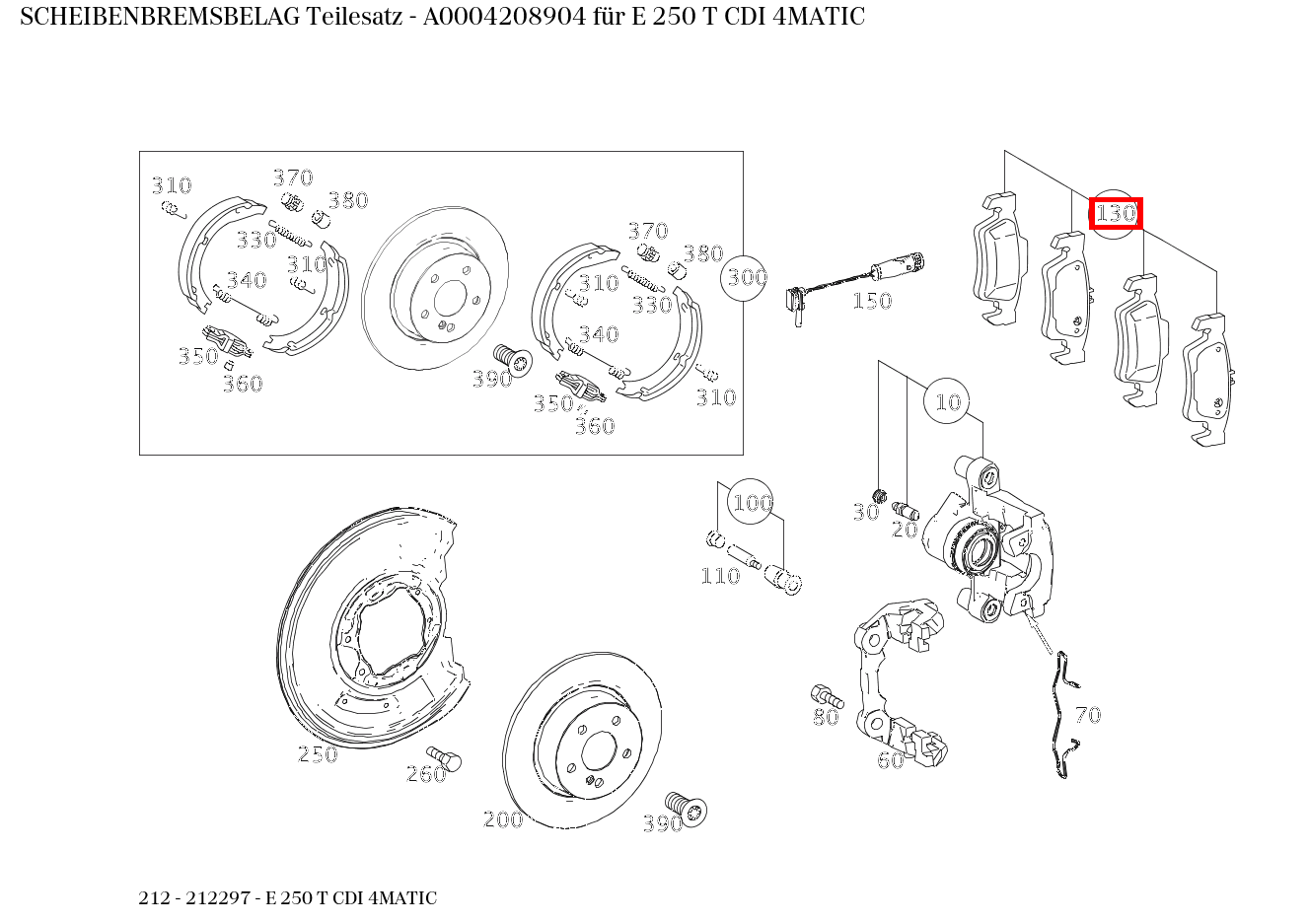 Scheibenbremsbelag Teilesatz E 250 T CDI 4MATIC 212 Scheibenbremsbelag Teilesatz E 250 T CDI 4MATIC 212