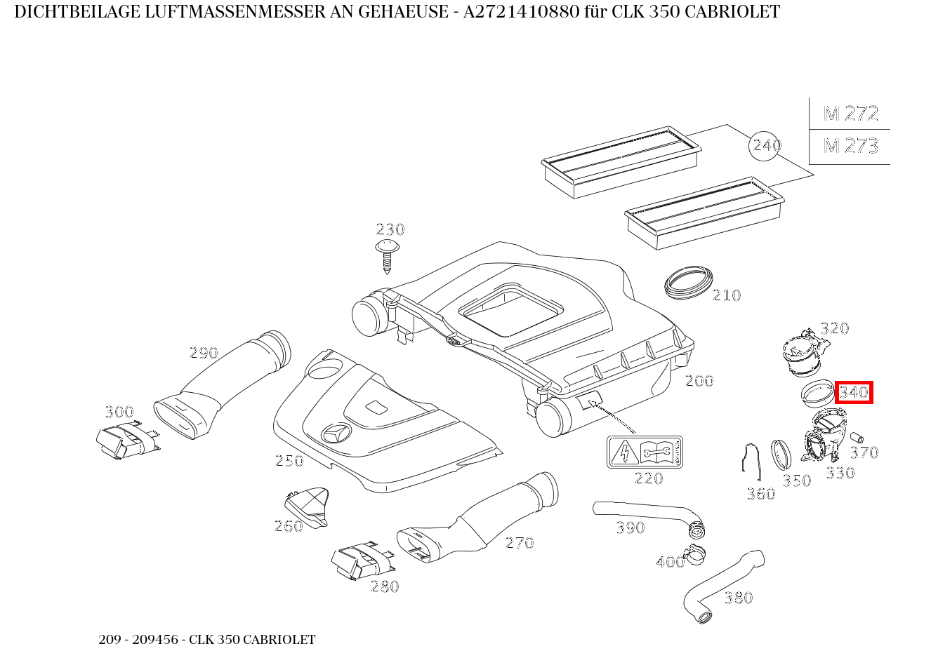 Dichtbeilage LUFTMASSENMESSER AN GEHAEUSE CLK 350 CABRIOLET 209 Dichtbeilage LUFTMASSENMESSER AN GEHAEUSE CLK 350 CABRIOLET 209