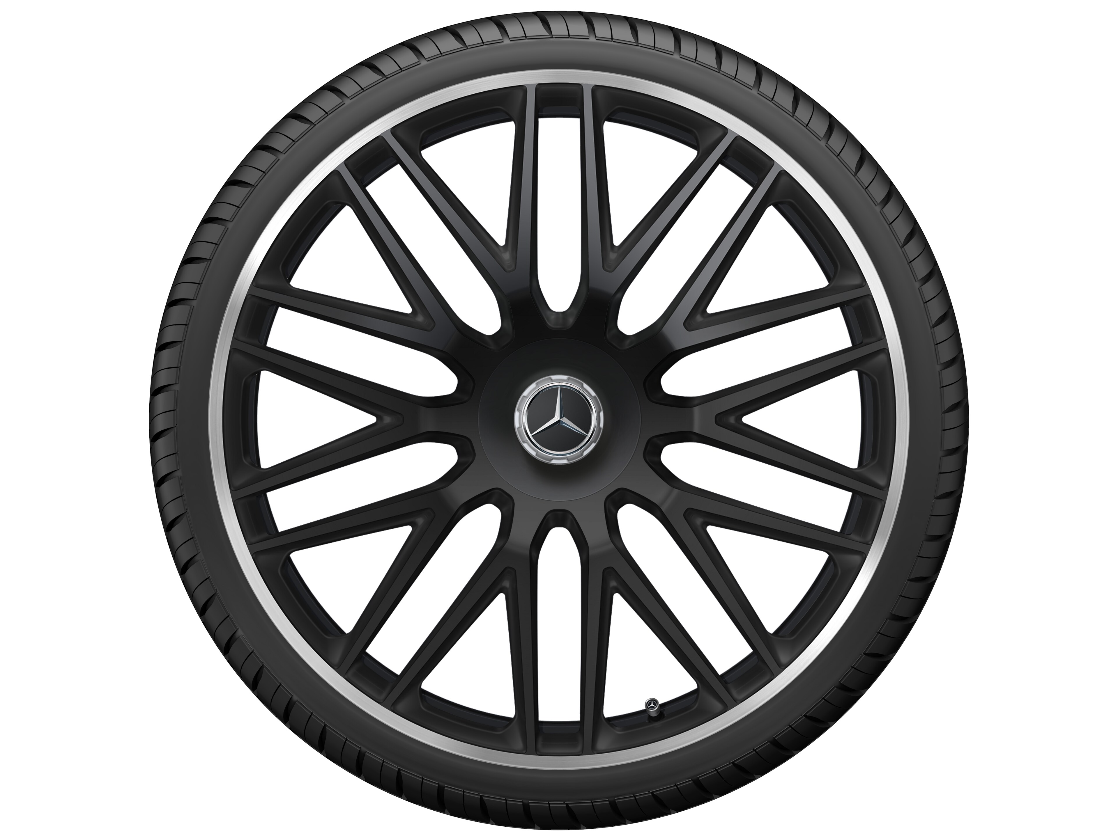 Mercedes-Benz - AMG Schmiederad, 23 Zoll, 10 J x 23 ET 45, schwarz matt, Felgenhorn glanzgedreht