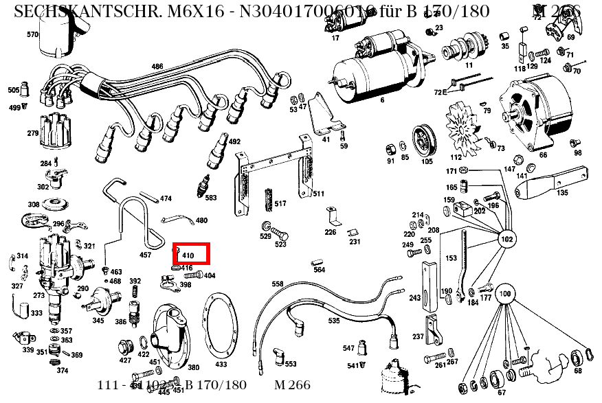 Sechskantschraube M6X16 B 170/180 M 266 111