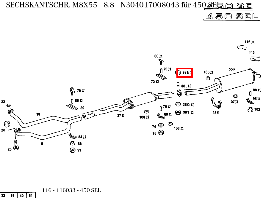 Sechskantschraube M8X55 - 8.8 450 SEL 116
