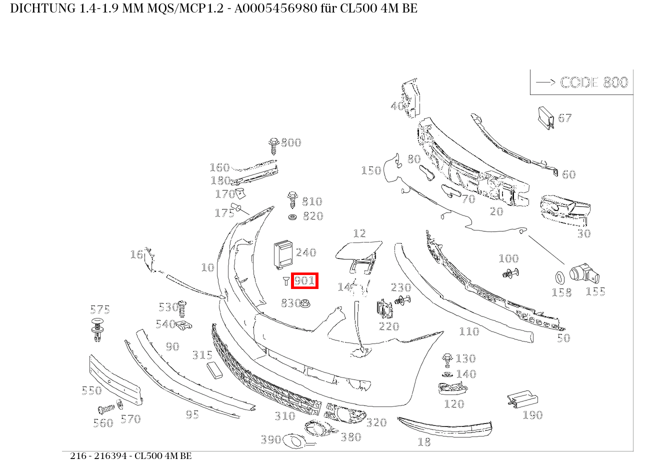 ABDICHTUNG 1.4-1.9 MM MQS/MCP1.2 CL500 4M BE 216