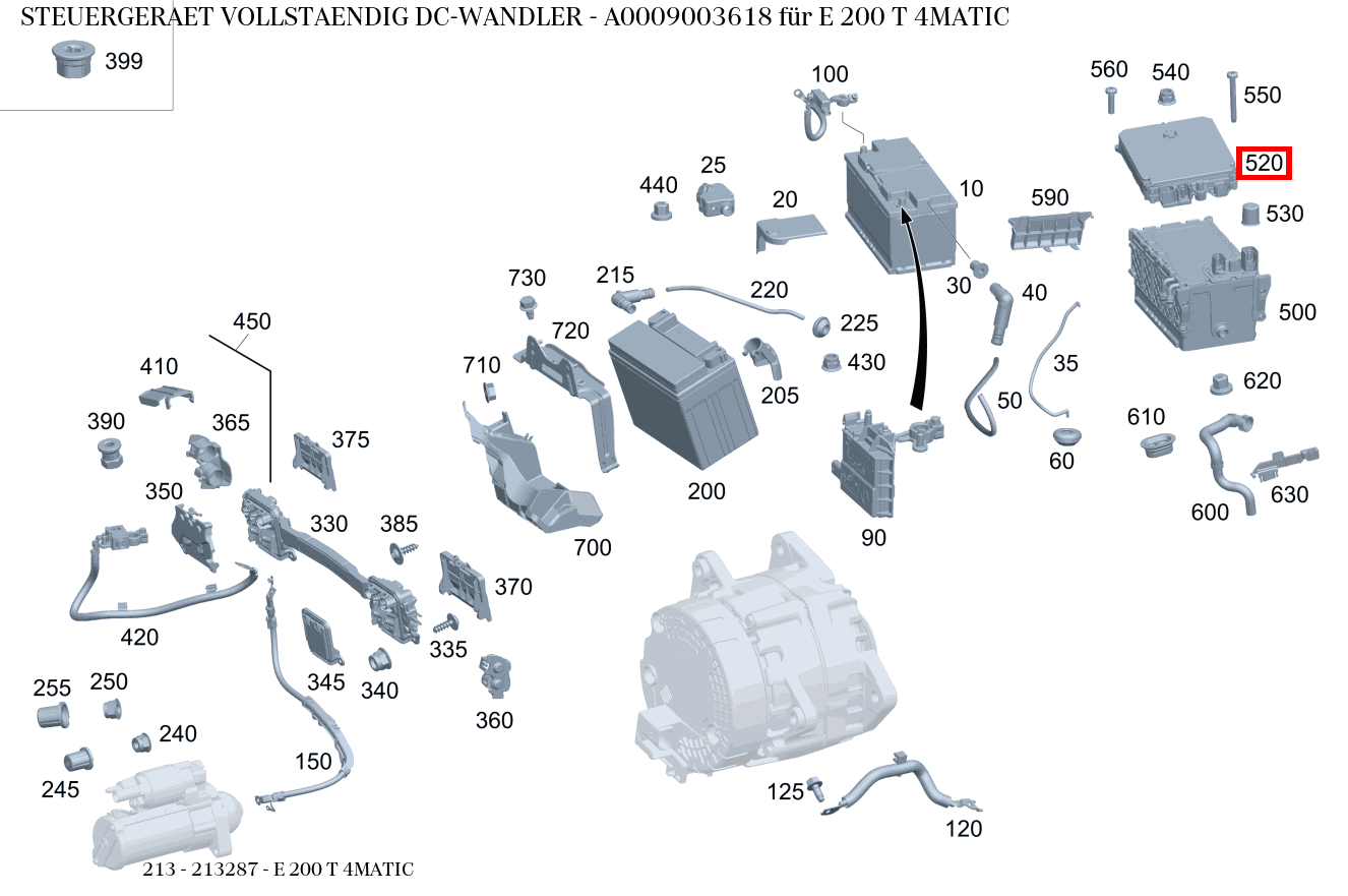 Steuergerät vollständig DC-WANDLER E 200 T 4MATIC 213
