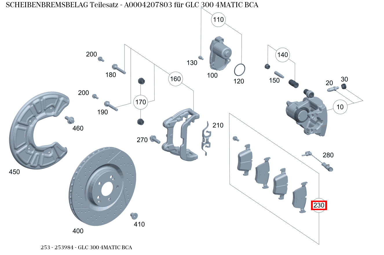 Scheibenbremsbelag Teilesatz GLC 300 4MATIC BCA 253 Scheibenbremsbelag Teilesatz GLC 300 4MATIC BCA 253