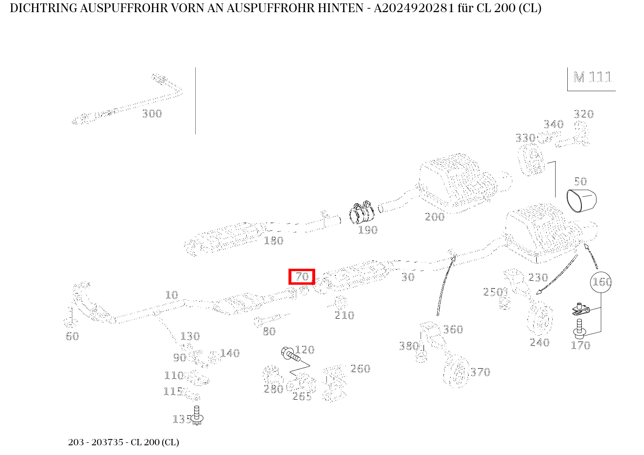 Dichtring AUSPUFFROHR VORN AN AUSPUFFROHR HINTEN CL 200 (CL) 203 Dichtring AUSPUFFROHR VORN AN AUSPUFFROHR HINTEN CL 200 (CL) 203