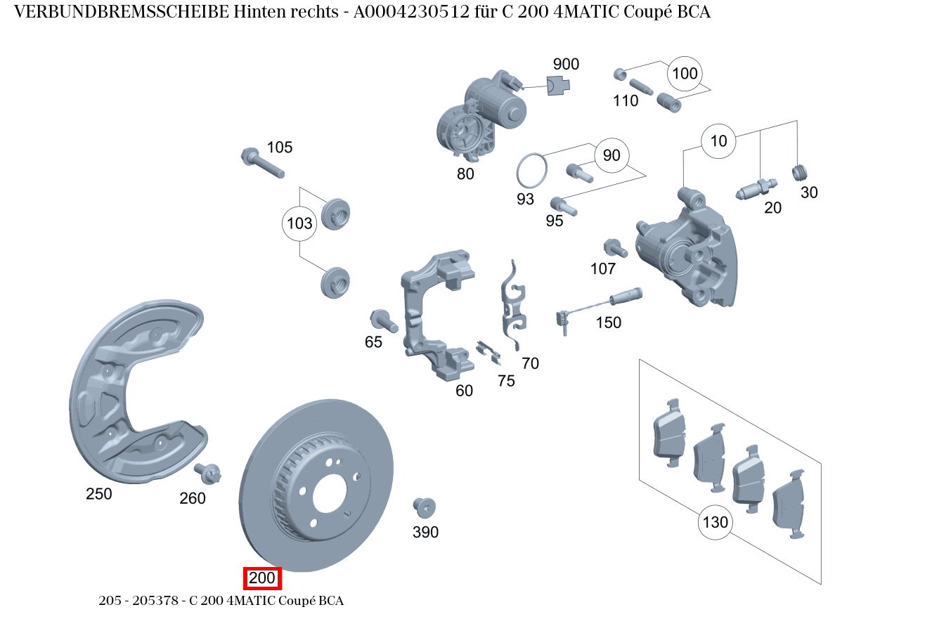 Verbundbremsscheibe Hinten rechts C 200 4MATIC Coupé BCA 205